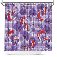 Lavender Palaka Hawaii Aloha Shower Curtain Koi Pond Mix Orchids LT7 Purple - Polynesian Pride