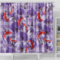Lavender Palaka Hawaii Aloha Shower Curtain Koi Pond Mix Orchids LT7 - Polynesian Pride