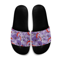 Lavender Palaka Hawaii Aloha Slide Sandals Koi Pond Mix Orchids LT7 Purple - Polynesian Pride
