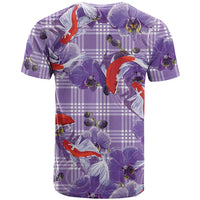 Lavender Palaka Hawaii Aloha T Shirt Koi Pond Mix Orchids LT7 - Polynesian Pride