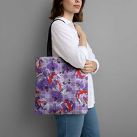 Lavender Palaka Hawaii Aloha Tote Bag Koi Pond Mix Orchids LT7 - Polynesian Pride