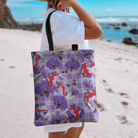 Lavender Palaka Hawaii Aloha Tote Bag Koi Pond Mix Orchids LT7 - Polynesian Pride