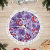 Lavender Palaka Hawaii Aloha Tree Skirt Koi Pond Mix Orchids LT7 Fringed Purple - Polynesian Pride