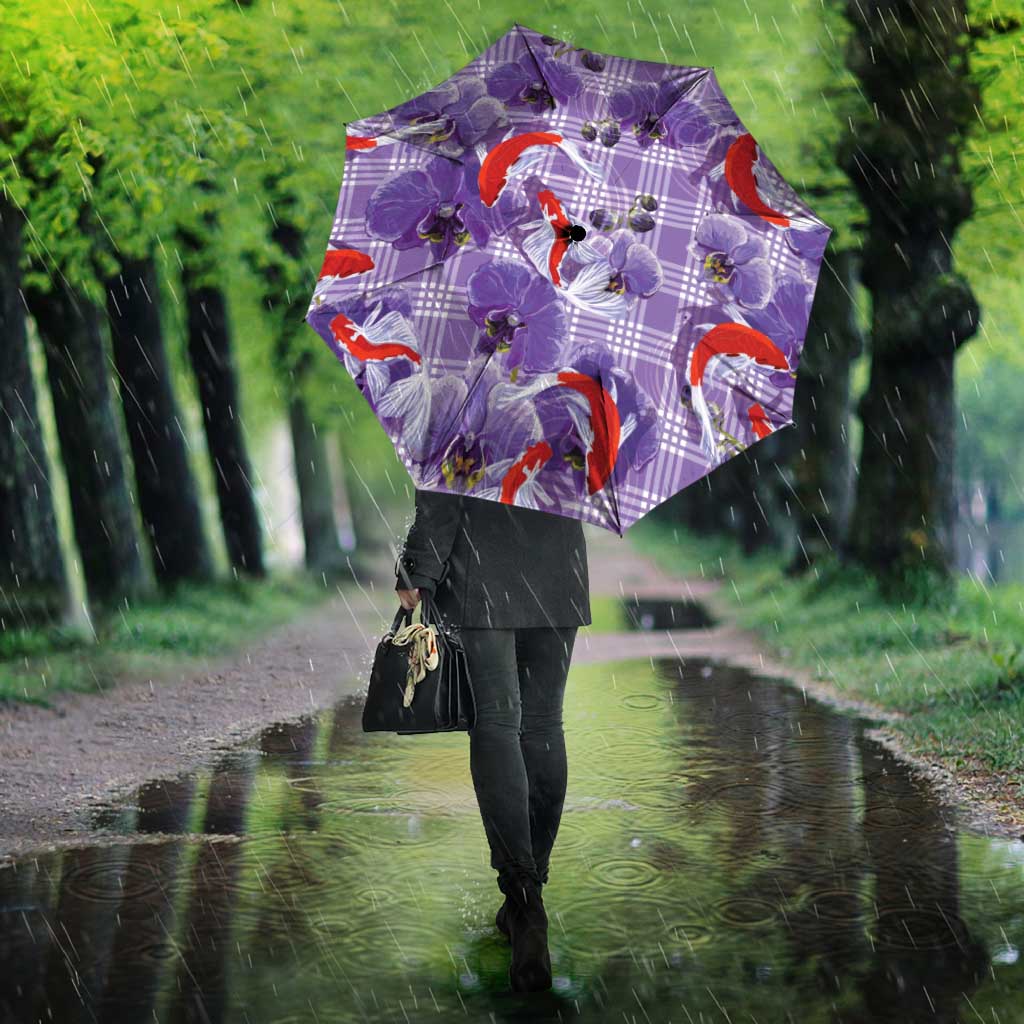 Lavender Palaka Hawaii Aloha Umbrella Koi Pond Mix Orchids LT7 - Polynesian Pride