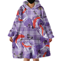 Lavender Palaka Hawaii Aloha Wearable Blanket Hoodie Koi Pond Mix Orchids LT7 - Polynesian Pride