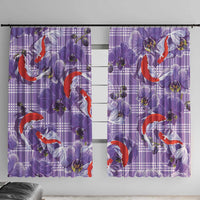 Lavender Palaka Hawaii Aloha Window Curtain Koi Pond Mix Orchids LT7 With Hooks Purple - Polynesian Pride