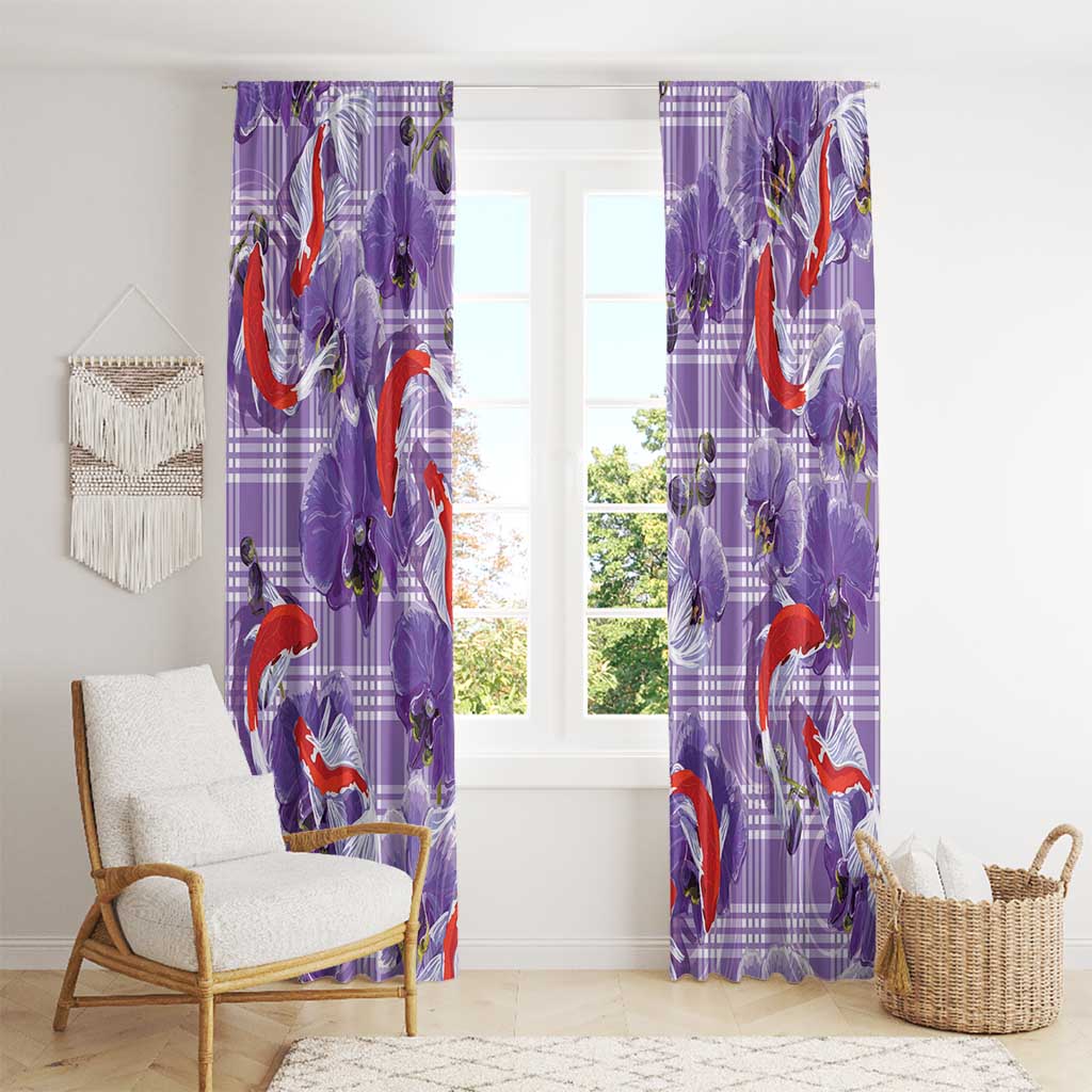Lavender Palaka Hawaii Aloha Window Curtain Koi Pond Mix Orchids LT7 - Polynesian Pride