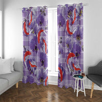 Lavender Palaka Hawaii Aloha Window Curtain Koi Pond Mix Orchids LT7 With Grommets Purple - Polynesian Pride