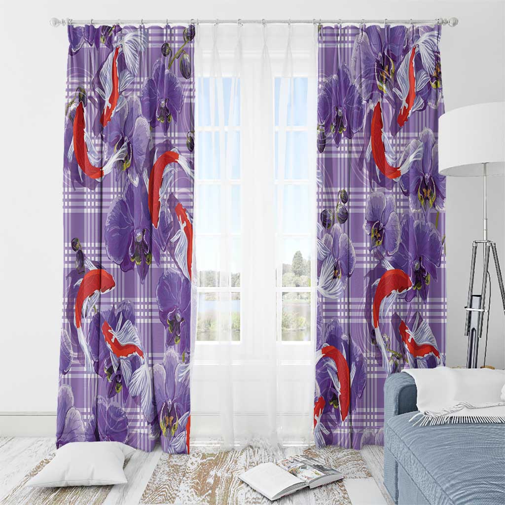 Lavender Palaka Hawaii Aloha Window Curtain Koi Pond Mix Orchids LT7 - Polynesian Pride