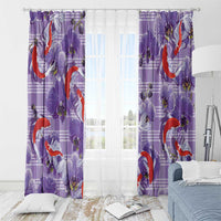 Lavender Palaka Hawaii Aloha Window Curtain Koi Pond Mix Orchids LT7 - Polynesian Pride