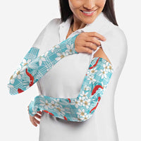 Turquoise Palaka Hawaii Aloha Arm Sleeves Koi Pond Mix Plumeria LT7 - Polynesian Pride