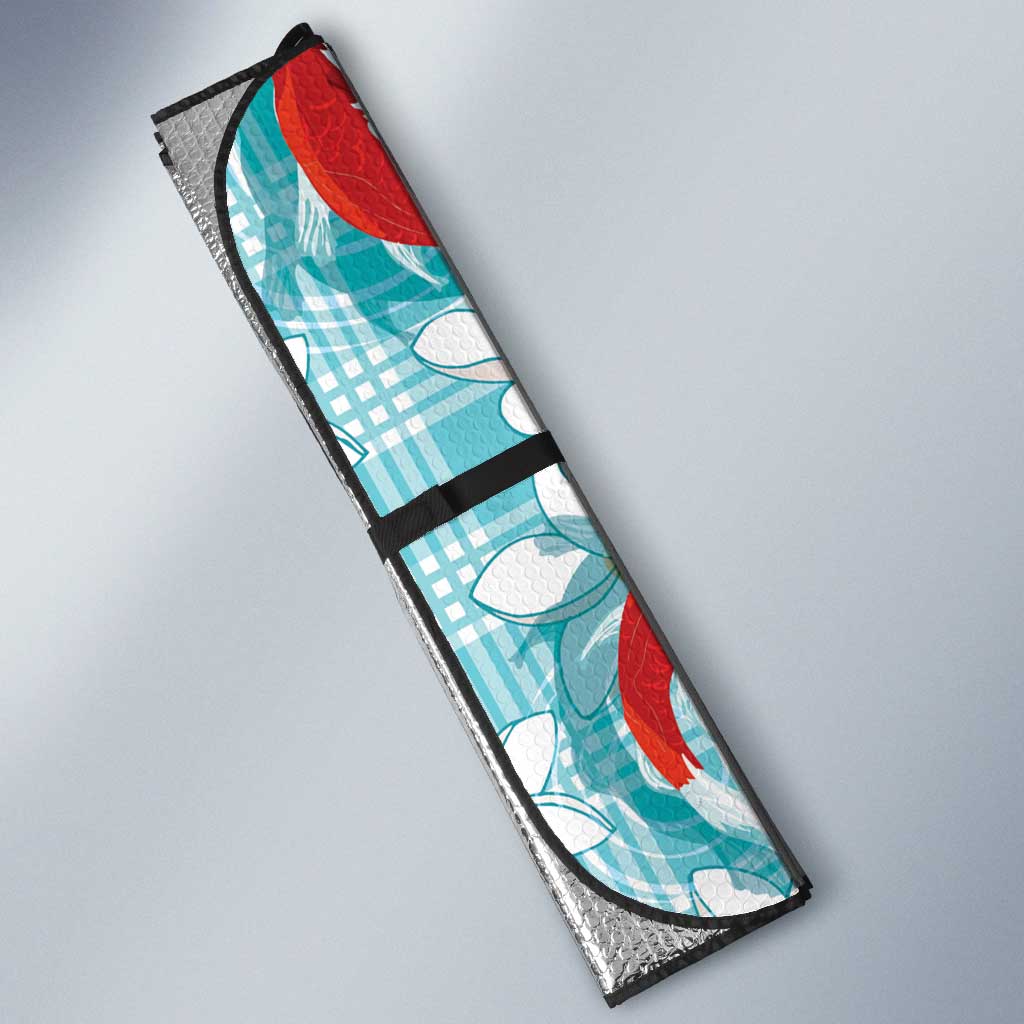 Turquoise Palaka Hawaii Aloha Auto Sun Shade Koi Pond Mix Plumeria LT7 - Polynesian Pride