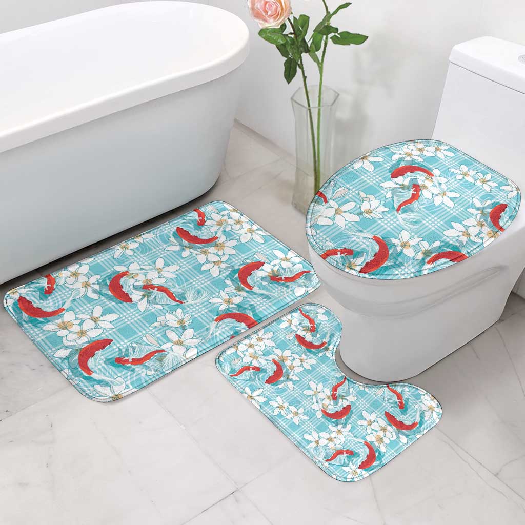 Turquoise Palaka Hawaii Aloha Bathroom Set Koi Pond Mix Plumeria LT7 - Polynesian Pride
