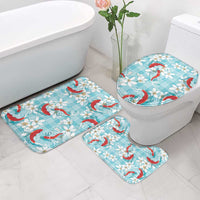 Turquoise Palaka Hawaii Aloha Bathroom Set Koi Pond Mix Plumeria LT7 - Polynesian Pride