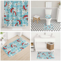 Turquoise Palaka Hawaii Aloha Bathroom Set Koi Pond Mix Plumeria LT7 - Polynesian Pride