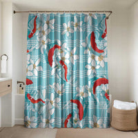 Turquoise Palaka Hawaii Aloha Bathroom Set Koi Pond Mix Plumeria LT7 Shower Curtain Only Turquoise - Polynesian Pride