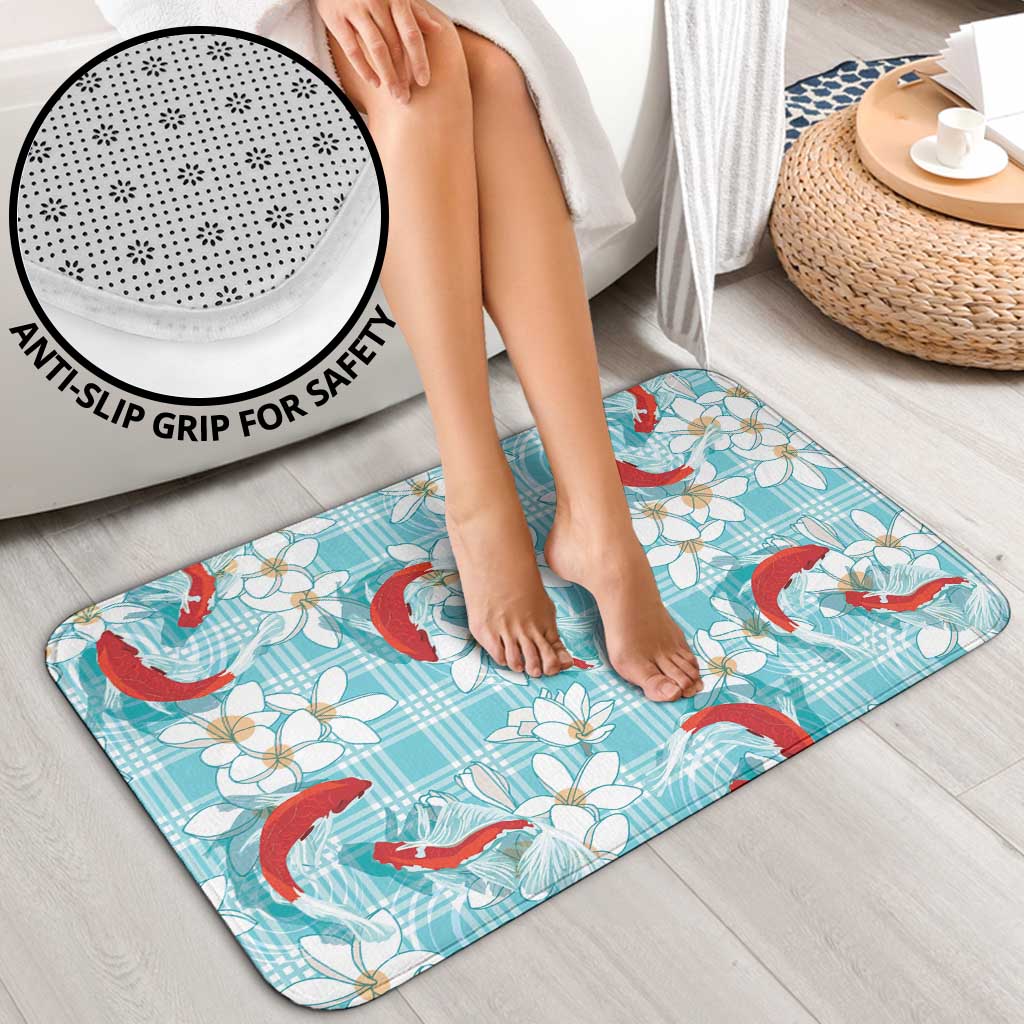 Turquoise Palaka Hawaii Aloha Bathroom Set Koi Pond Mix Plumeria LT7 - Polynesian Pride