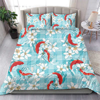 Turquoise Palaka Hawaii Aloha Bedding Set Koi Pond Mix Plumeria LT7 - Polynesian Pride