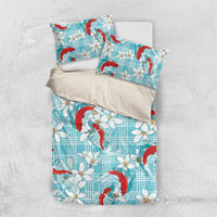 Turquoise Palaka Hawaii Aloha Bedding Set Koi Pond Mix Plumeria LT7 US Twin 172cm x 218cm Turquoise - Polynesian Pride