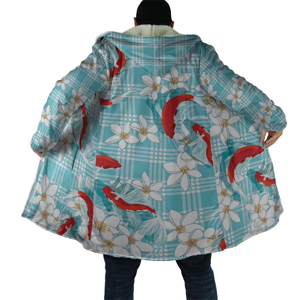 Turquoise Palaka Hawaii Aloha Cloak Koi Pond Mix Plumeria LT7 - Polynesian Pride