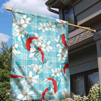 Turquoise Palaka Hawaii Aloha Garden Flag Koi Pond Mix Plumeria LT7 - Polynesian Pride