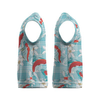 Turquoise Palaka Hawaii Aloha Christmas Knitted V-Neck Vest Koi Pond Mix Plumeria LT7 - Polynesian Pride