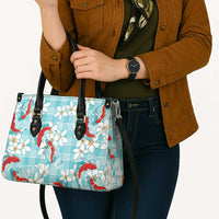 Turquoise Palaka Hawaii Aloha Leather Bag Koi Pond Mix Plumeria LT7 - Polynesian Pride