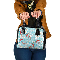Turquoise Palaka Hawaii Aloha Shoulder Handbag Koi Pond Mix Plumeria LT7 One Size Turquoise - Polynesian Pride