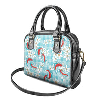 Turquoise Palaka Hawaii Aloha Shoulder Handbag Koi Pond Mix Plumeria LT7 - Polynesian Pride