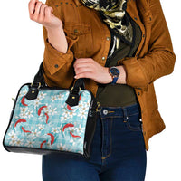 Turquoise Palaka Hawaii Aloha Shoulder Handbag Koi Pond Mix Plumeria LT7 - Polynesian Pride