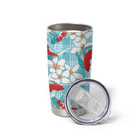 Turquoise Palaka Hawaii Aloha Tumbler Cup Koi Pond Mix Plumeria LT7 - Polynesian Pride