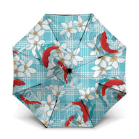 Turquoise Palaka Hawaii Aloha Umbrella Koi Pond Mix Plumeria LT7 One Size Folded 11.42 inch Opened Diameter 37.4 inch Turquoise - Polynesian Pride