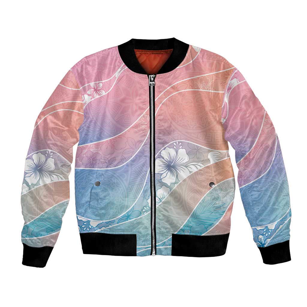 Aloha Hawaii Floral Tapa Bomber Jacket Patchwork Pastel Candy LT7 Unisex Pastel - Polynesian Pride