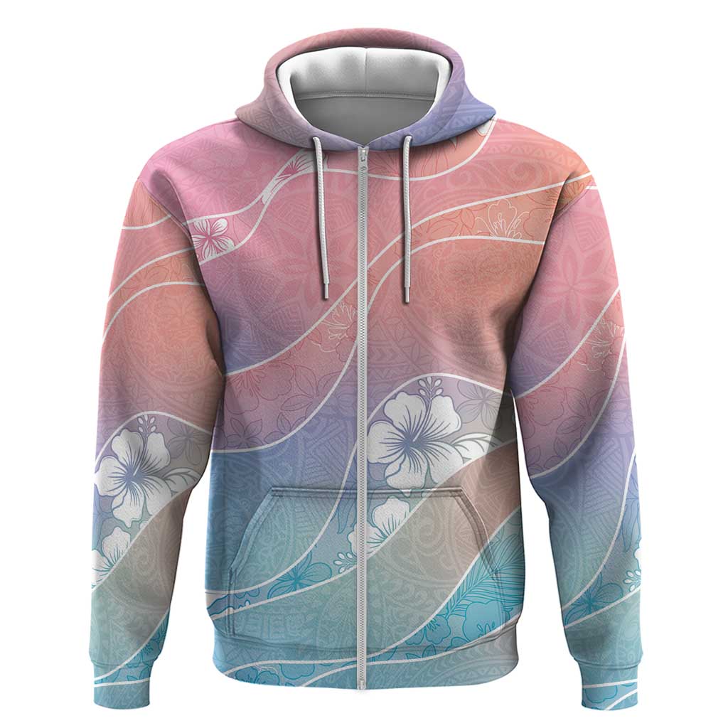 Aloha Hawaii Floral Tapa Hoodie Patchwork Pastel Candy LT7 Zip Hoodie Pastel - Polynesian Pride