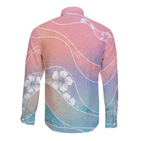 Aloha Hawaii Floral Tapa Long Sleeve Button Shirt Patchwork Pastel Candy LT7 - Polynesian Pride