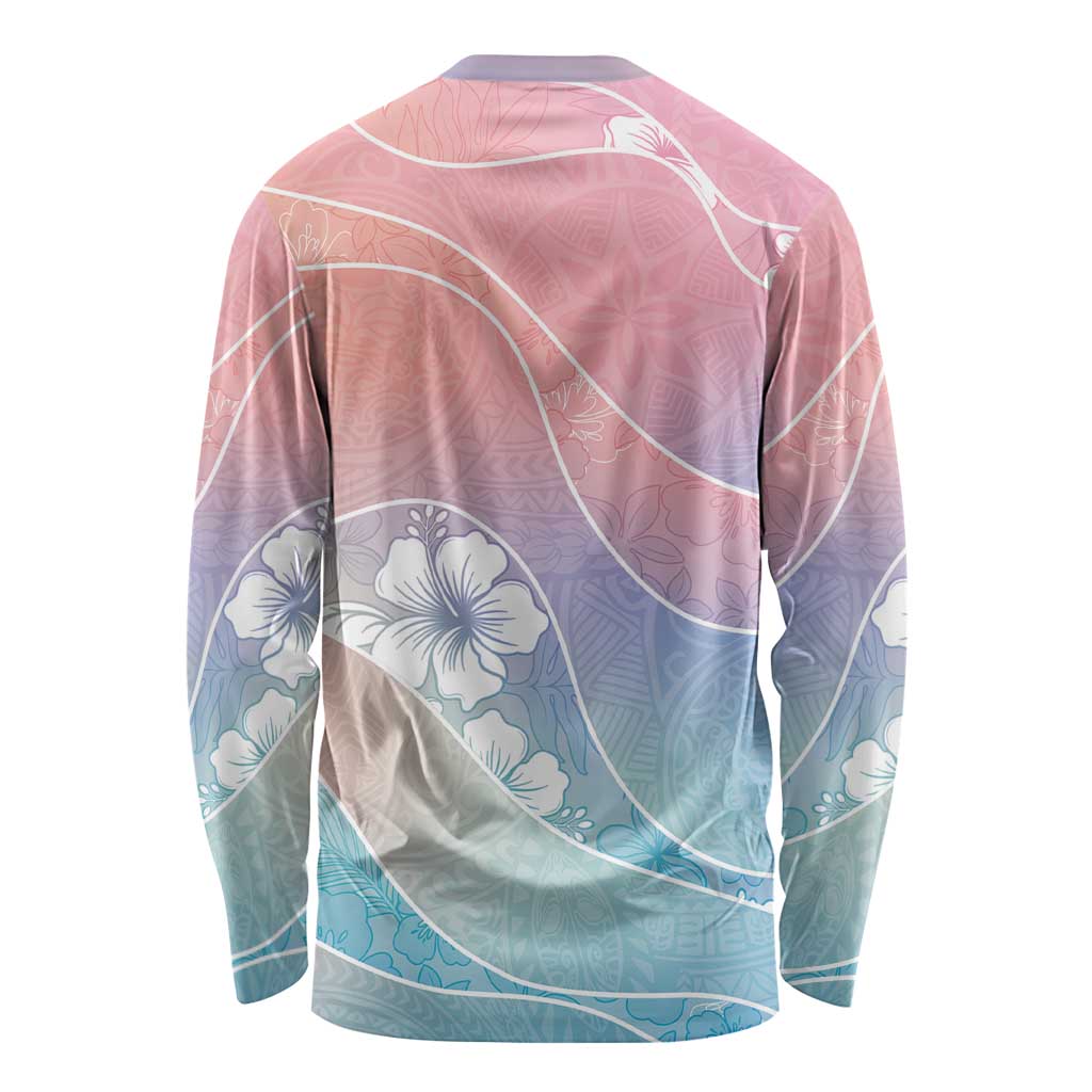 Aloha Hawaii Floral Tapa Long Sleeve Shirt Patchwork Pastel Candy LT7 - Polynesian Pride