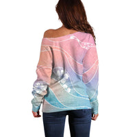 Aloha Hawaii Floral Tapa Off Shoulder Sweater Patchwork Pastel Candy LT7 - Polynesian Pride