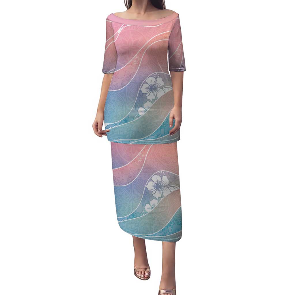 Aloha Hawaii Floral Tapa Puletasi Patchwork Pastel Candy LT7 Long Dress Pastel - Polynesian Pride