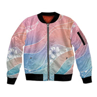 Aloha Hawaii Floral Tapa Sleeve Zip Bomber Jacket Patchwork Pastel Candy LT7 Unisex Pastel - Polynesian Pride