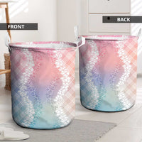 Hawaii Aloha Plumeria Lei Pastel Candy Palaka Laundry Basket LT7 - Polynesian Pride