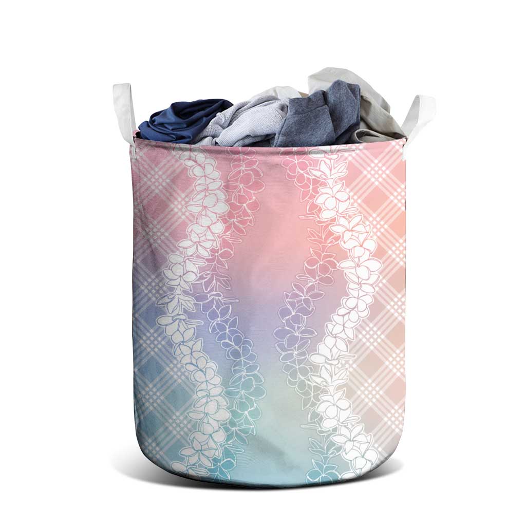 Hawaii Aloha Plumeria Lei Pastel Candy Palaka Laundry Basket LT7 - Polynesian Pride