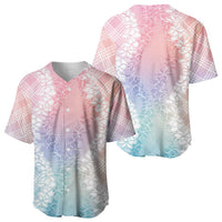 Hawaii Aloha Plumeria Lei Pastel Candy Palaka Baseball Jersey LT7 - Polynesian Pride