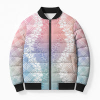 Hawaii Aloha Plumeria Lei Pastel Candy Palaka Bomber Puffer Jacket LT7 Unisex Pastel - Polynesian Pride