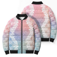 Hawaii Aloha Plumeria Lei Pastel Candy Palaka Bomber Puffer Jacket LT7 - Polynesian Pride