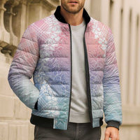 Hawaii Aloha Plumeria Lei Pastel Candy Palaka Bomber Puffer Jacket LT7 - Polynesian Pride