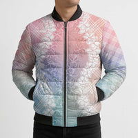 Hawaii Aloha Plumeria Lei Pastel Candy Palaka Bomber Puffer Jacket LT7 - Polynesian Pride