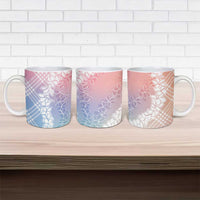 Hawaii Aloha Plumeria Lei Pastel Candy Palaka Ceramic Mug LT7 - Polynesian Pride