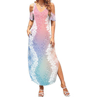 Hawaii Aloha Plumeria Lei Pastel Candy Palaka Summer Maxi Dress LT7 Women Pastel - Polynesian Pride