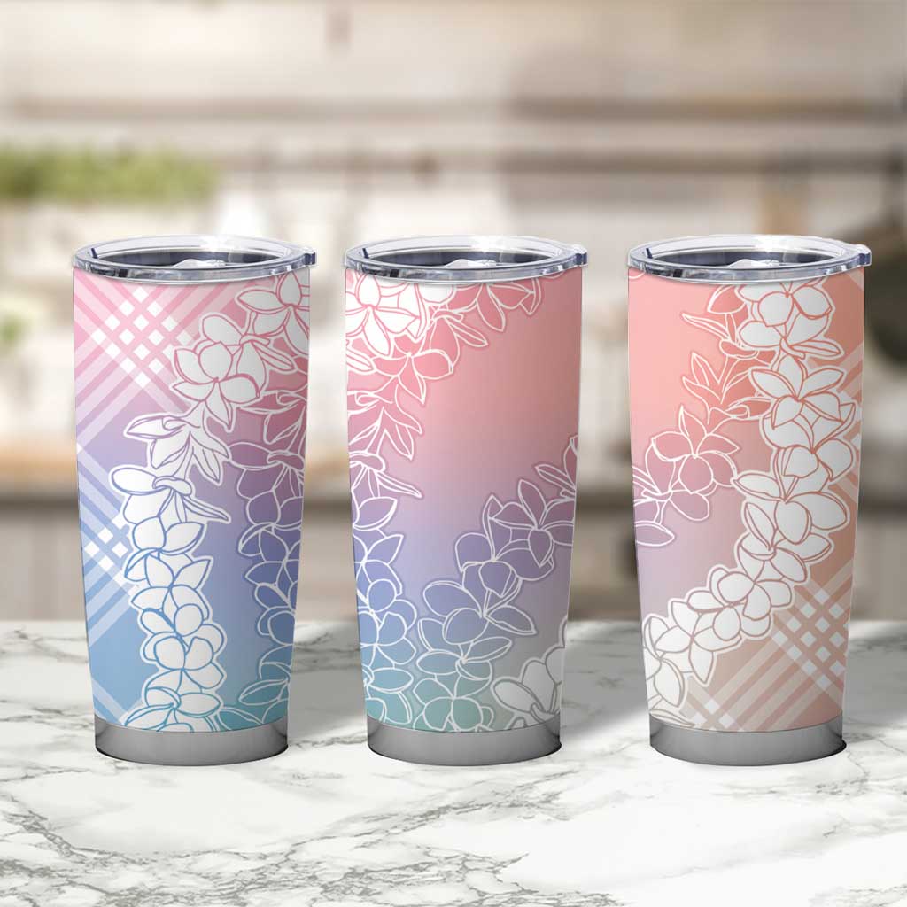 Hawaii Aloha Plumeria Lei Pastel Candy Palaka Tumbler Cup LT7 - Polynesian Pride