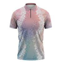 Hawaii Aloha Plumeria Lei Pastel Candy Palaka Zipper Polo Shirt LT7 Pastel - Polynesian Pride